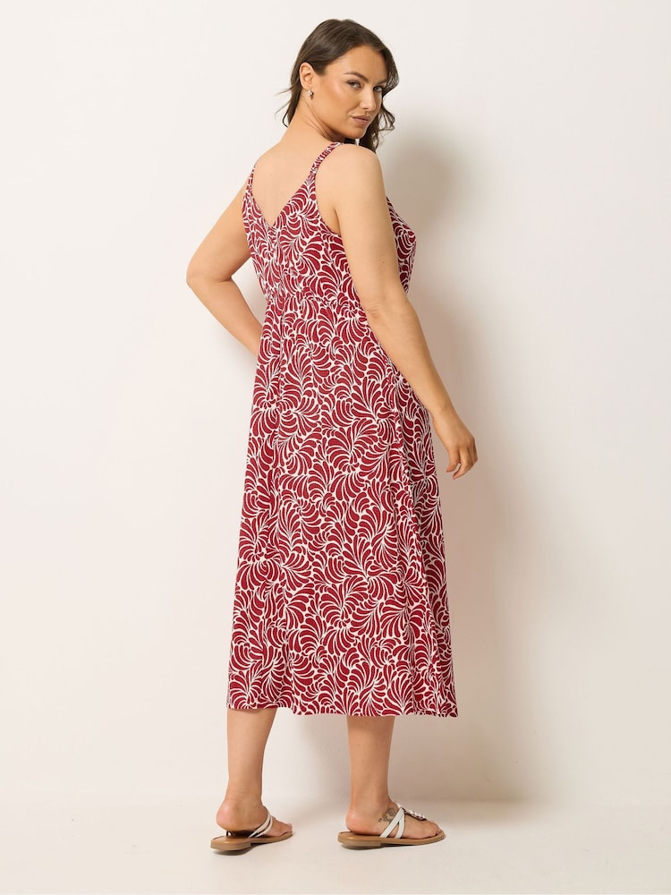 Yours Curve Red Textured Keyhole Dress - Image 2 of 5 Yours Curve Red Textured Keyhole Dress - Image 2 of 5