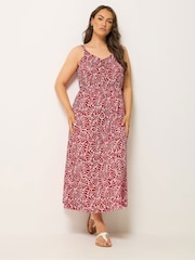 Yours Curve Red Textured Keyhole Dress - Image 3 of 5