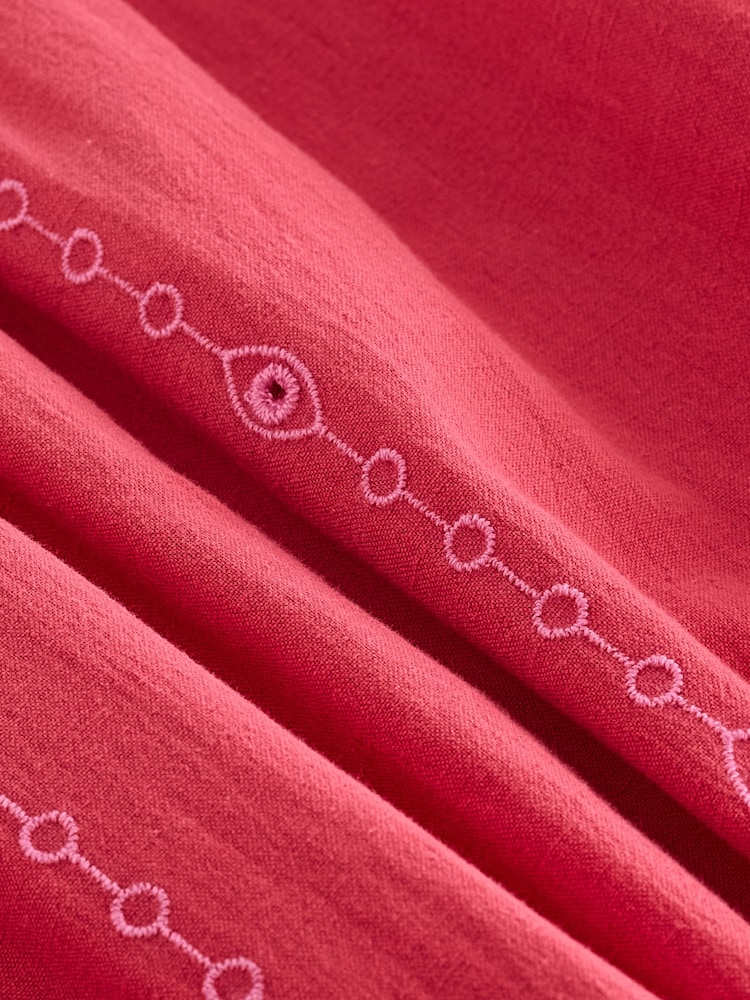 Red/Pink Embroidered Summer Midi Skirt - Image 6 of 6 Red/Pink Embroidered Summer Midi Skirt - Image 6 of 6