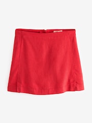 Red Linen Blend Mini Skirt - Image 4 of 5
