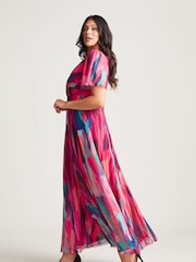 Scarlett & Jo Pink Multi Curve Isabelle Angel Sleeve Maxi Dress - Image 4 of 4