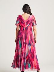 Scarlett & Jo Pink Multi Curve Isabelle Angel Sleeve Maxi Dress - Image 4 of 4