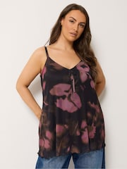 Yours Curve Black Mesh Cami Vest Top - Image 1 of 2