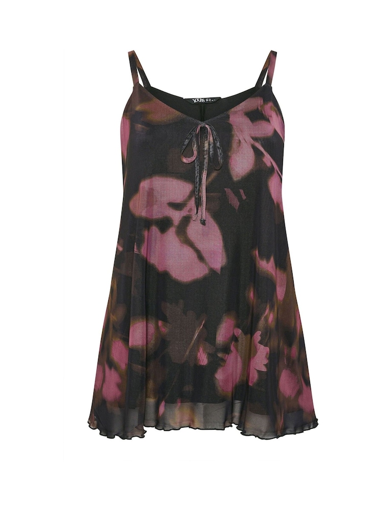 Yours Curve Black Mesh Cami Vest Top - Image 2 of 2