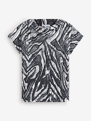 Mono Zebra Print Short Sleeve Cowl Neck Top - Image 5 of 7