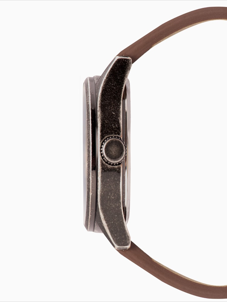 Limit Brown Limit Classic 43mm Mens Round Silver Analogue Watch with Brown Strap - Image 2 of 4