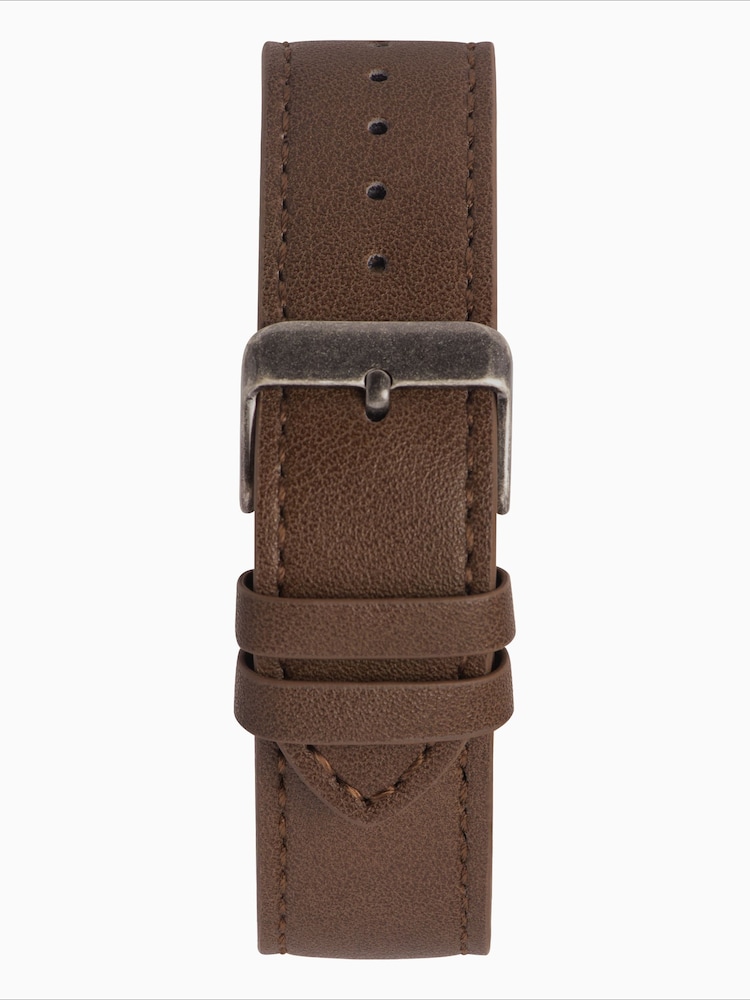 Limit Brown Limit Classic 43mm Mens Round Silver Analogue Watch with Brown Strap - Image 4 of 4