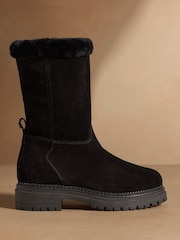 Чорна замша - Russell & Bromley Elmley Shearling Midi Boots - Image 2 of 7