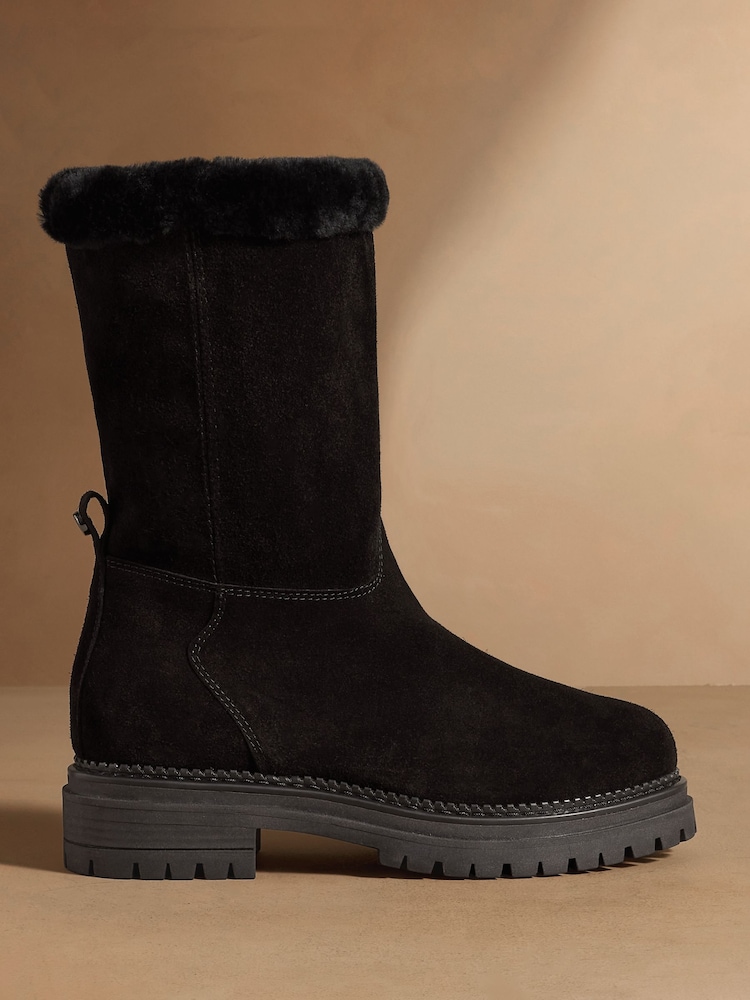 Чорна замша - Russell & Bromley Elmley Shearling Midi Boots - Image 2 of 7