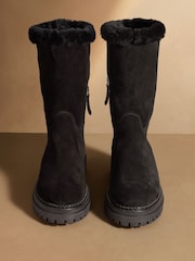 Чорна замша - Russell & Bromley Elmley Shearling Midi Boots - Image 3 of 7