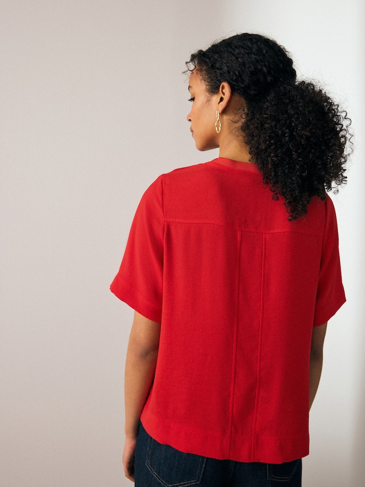 Red Short Sleeve Crew Neck Top - Image 2 of 6