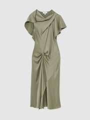 Robe mi-longue Reiss Sasha en satin à détails drapés - Image 2 de 7