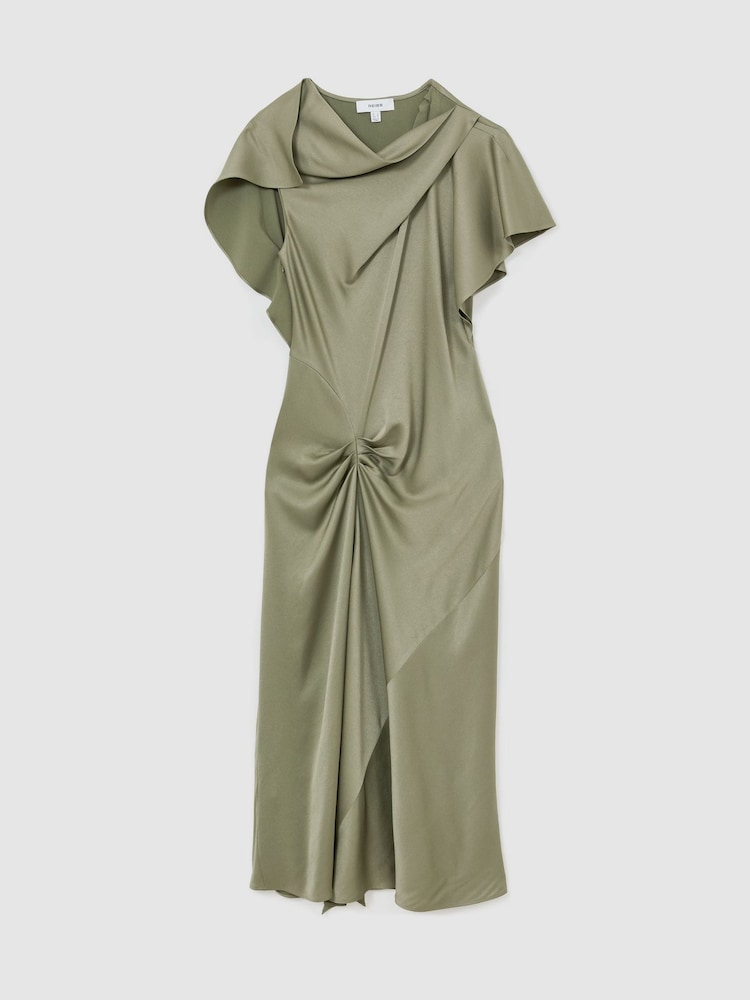 Robe mi-longue Reiss Sasha en satin à détails drapés - Image 2 de 7 Robe mi-longue Reiss Sasha en satin à détails drapés - Image 2 de 7