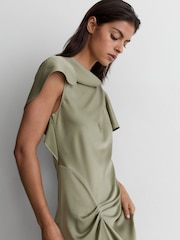 Robe mi-longue Reiss Sasha en satin à détails drapés - Image 3 de 7