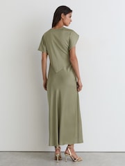 Robe mi-longue Reiss Sasha en satin à détails drapés - Image 5 de 7