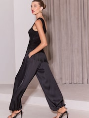 Lipsy Black Lace Fringe One Shoulder Top - Image 2 of 6