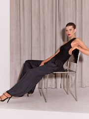 Lipsy Black Lace Fringe One Shoulder Top - Image 5 of 6