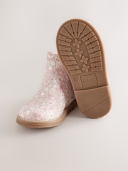Pale Pink Floral Standard Fit (F) Chelsea Ankle Boots - Image 3 of 5