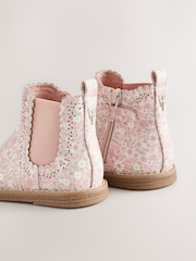 Pale Pink Floral Standard Fit (F) Chelsea Ankle Boots - Image 4 of 5