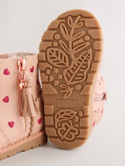 Pink Heart Embroidery Wide Fit (G) Chelsea Zip Tassel Ankle Boots - Image 3 of 4