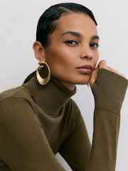 Reiss Green Edina Merino Wool Roll-Neck Jumper - Image 1 of 6