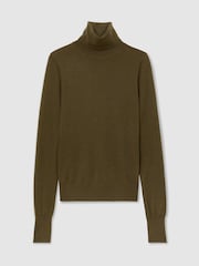 Reiss Green Edina Merino Wool Roll-Neck Jumper - Image 2 of 6