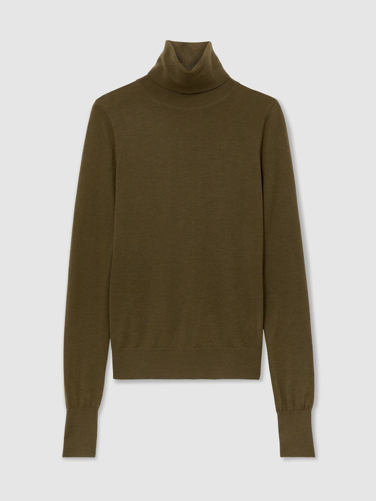 Reiss Green Edina Merino Wool Roll-Neck Jumper - Image 2 of 6 Reiss Green Edina Merino Wool Roll-Neck Jumper - Image 2 of 6