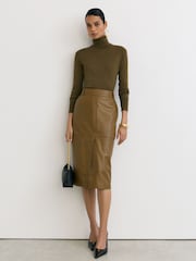 Reiss Green Edina Merino Wool Roll-Neck Jumper - Image 4 of 6