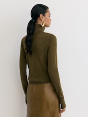 Reiss Green Edina Merino Wool Roll-Neck Jumper - Image 5 of 6