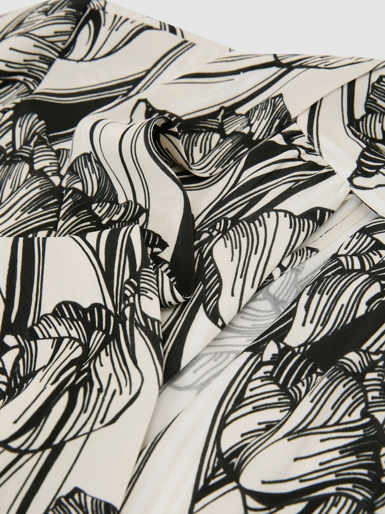 Reiss Black/White Kennedy Floral-Print Tie-Neck Blouse - Image 6 of 6 Reiss Black/White Kennedy Floral-Print Tie-Neck Blouse - Image 6 of 6