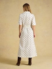 Joules Marina Cream Spot Knot Linen Midi Dress - Image 2 of 7