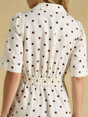 Joules Marina Cream Spot Knot Linen Midi Dress - Image 6 of 7