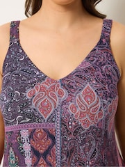 Yours Curve Purple Throw On All Over Print Midaxi Dress - Image 4 of 5