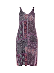 Yours Curve Purple Throw On All Over Print Midaxi Dress - Image 5 of 5