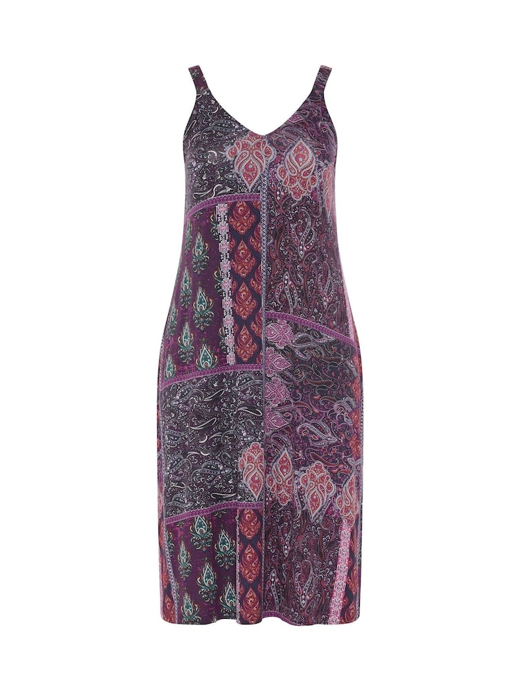 Yours Curve Purple Throw On All Over Print Midaxi Dress - Image 5 of 5
