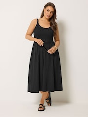 Yours Curve Black Shirred Sundress - Image 1 of 4