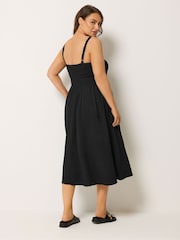 Yours Curve Black Shirred Sundress - Image 3 of 4