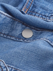 Mid Blue Print Oversized Denim 100% Cotton Shirt - Image 5 of 5