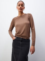 Camel Brown Crew Neck Long Sleeve Jumper - Image 1 of 6