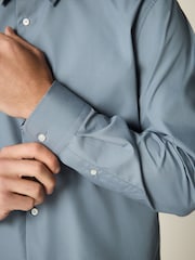 Steel Blue Regular Fit Easy Care Single Cuff Shirt - Image 4 of 7