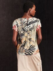 Safari Print Gathered Short Sleeve Textured Boxy T-Shirt - Image 3 of 6