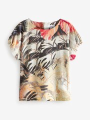 Safari Print Gathered Short Sleeve Textured Boxy T-Shirt - Image 5 of 6