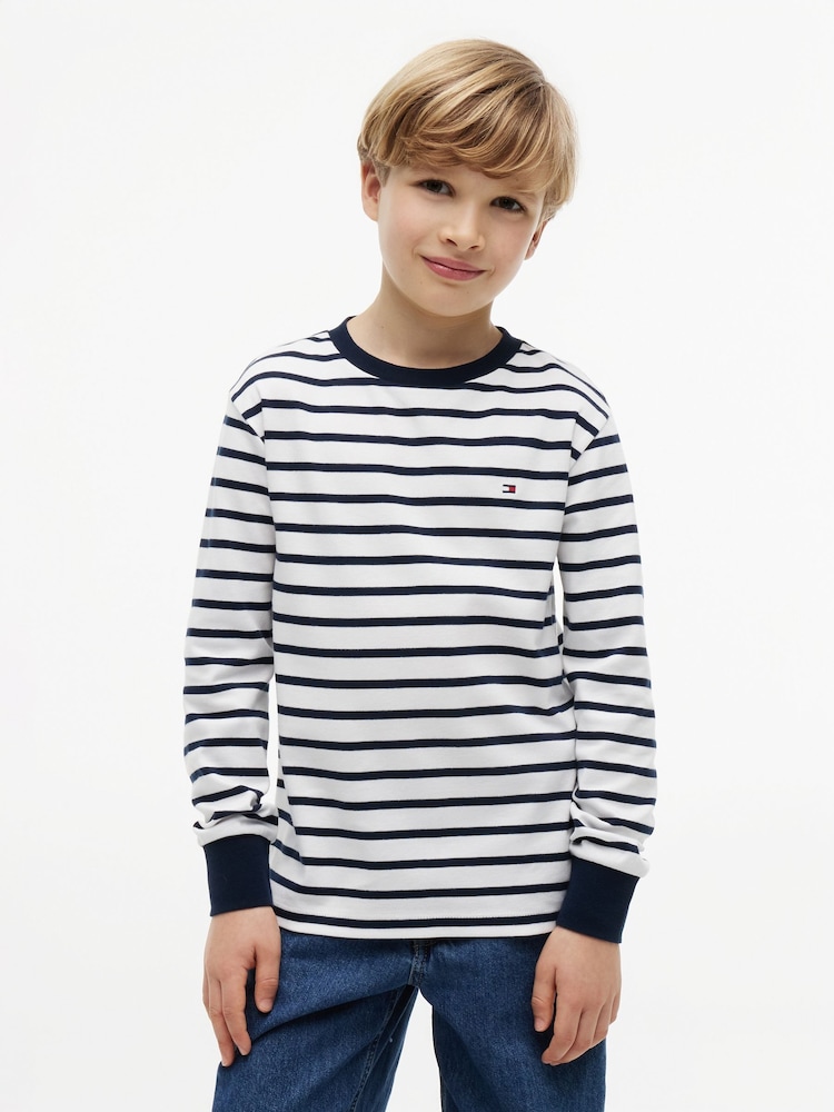 Tommy Hilfiger Blue Essential Stripe Relaxed Long Sleeve T-Shirt - Image 1 of 5