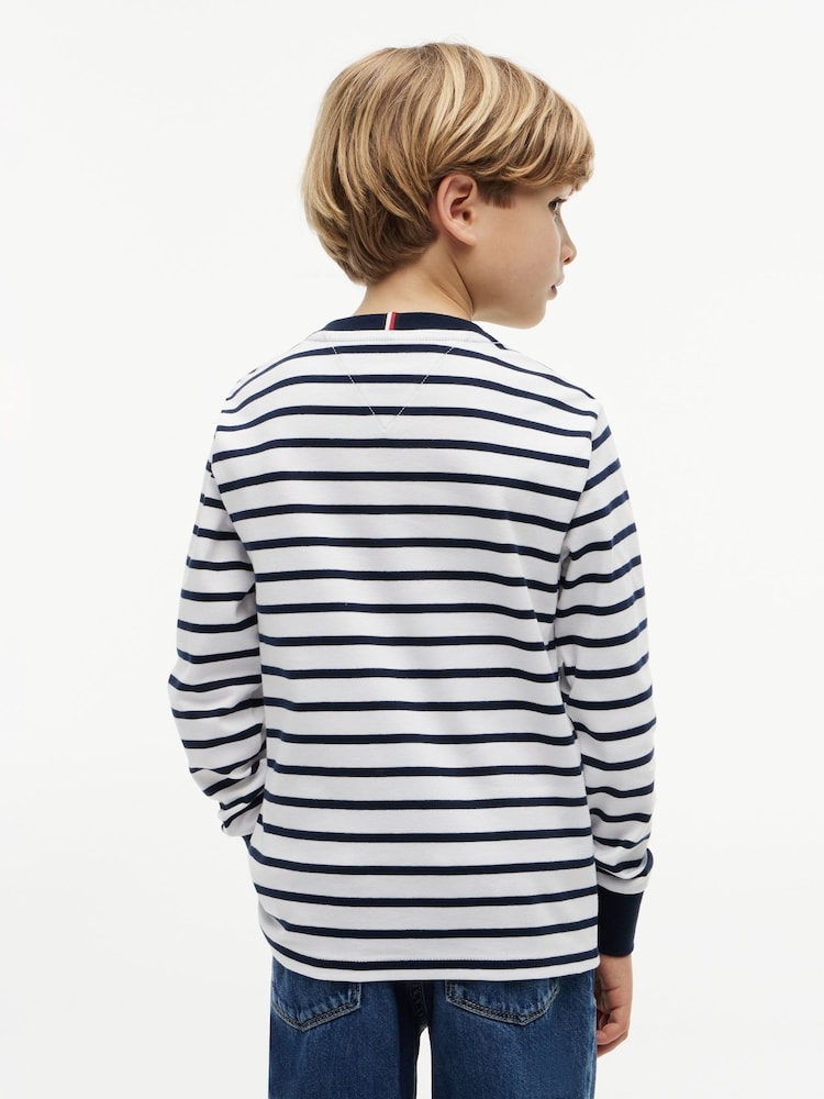 Tommy Hilfiger Blue Essential Stripe Relaxed Long Sleeve T-Shirt - Image 2 of 5