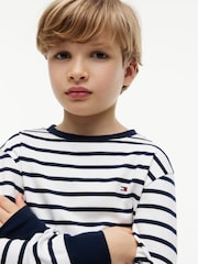 Tommy Hilfiger Blue Essential Stripe Relaxed Long Sleeve T-Shirt - Image 4 of 5