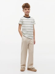 Tommy Hilfiger Cream Essential Flag Embroidery Crew Neck T-Shirt - Image 3 of 5