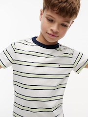 Tommy Hilfiger Cream Essential Flag Embroidery Crew Neck T-Shirt - Image 4 of 5