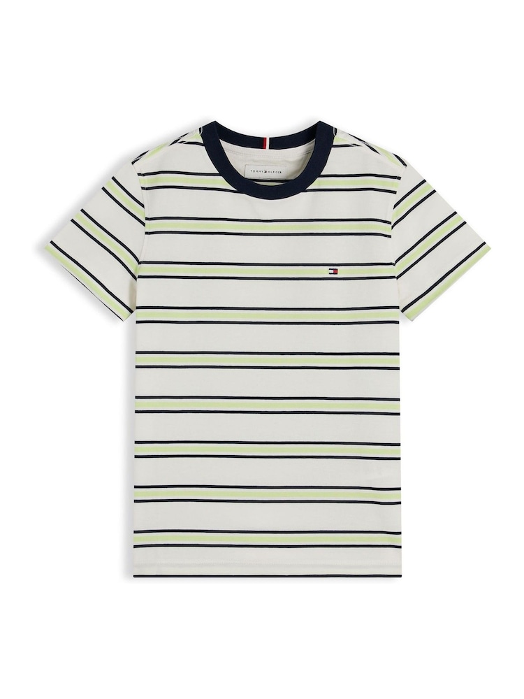 Tommy Hilfiger Cream Essential Flag Embroidery Crew Neck T-Shirt - Image 5 of 5