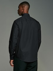 Black Regular Fit Long Sleeve Single Cuff Pin Collar Oxford Shirt - Image 2 of 9