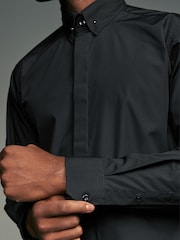 Black Regular Fit Long Sleeve Single Cuff Pin Collar Oxford Shirt - Image 6 of 9